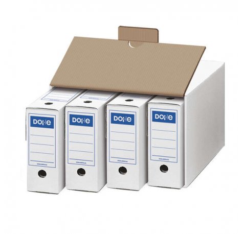 Dohe Archivo Definitivo Tamaño Folio - Capacidad para 4 Unidades - Fabricado en Carton Blanco de Primera Calidad (10 uds)