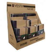 Dohe Expositor de Sobremesa para Cuadernos Vesta Nature - Fabricado en Carton Reforzado Color Kraft - Diseño Resistente y Ecologico - Ideal para Organizar y Exhibir Cuadernos (19 uds)