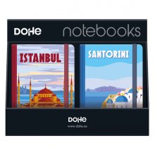 Dohe Expositor con 12 Notebooks Tamaño A5 - 12x17cm - Incluye Notebooks de Santorini, Montecarlo, Italy e Istambul - Ideal para Tomar Notas y Organizar Tus Ideas