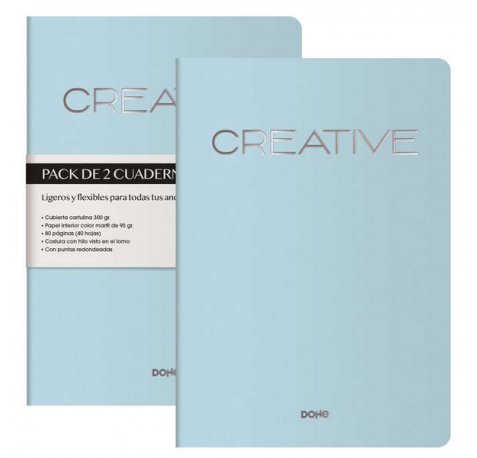 Dohe Cuadernos de Cartulina de Colores - 300gr - Estampacion en Portada - Puntas Redondeadas - Lomo Redondo - Encuadernacion Cosida - 40 Hojas Lisas - Papel Ahuesado 90gr - Retractilados en 2 Unidades (2 uds)