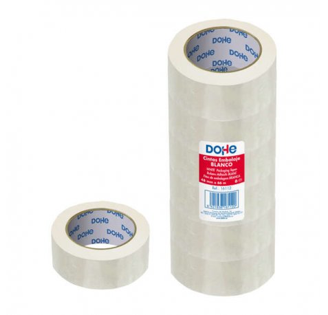 Dohe Cintas de Sellado de Embalajes - 6uds - Polipropileno Resistente - Potente Adhesivo - Color Blanco (6 uds)