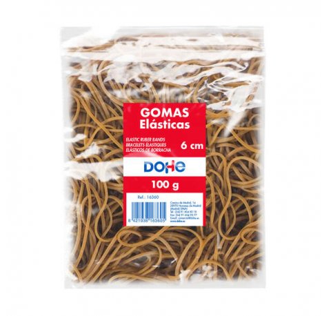 Dohe Gomas de Borrar - Longitud 6cm - Fabricadas en Latex de Gran Resistencia y Elasticidad - Bolsa de 100gr