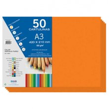 Dohe Cartulinas A3 - 50 Hojas - Gramaje de 180g - Ideal para Manualidades y Proyectos Escolares - Color Naranja