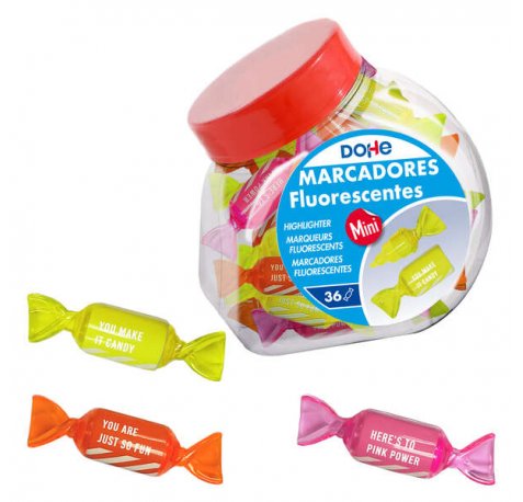 Dohe Marcadores Fluorescentes Candy - Punta Biselada de 1-4mm - Tinta Extrafluorescente Base Agua - Envase PVC con 36 Unidades (36 uds)