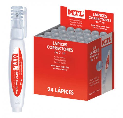 Dohe Expositor de 24 Correctores Liquidos Tipo Lapiz - Punta Metalica para Mayor Precision - Rapido Secado - Eficaz Cobertura - 7 Ml (24 uds)