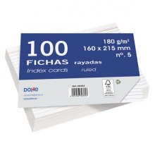 Dohe Fichas de Cartulina Offset Blanca de 180g - 100 Unidades - Rayadas