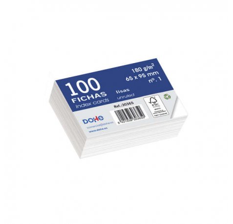 Dohe Fichas de Cartulina Offset Blanca - 180g - Paquete de 100 Unidades