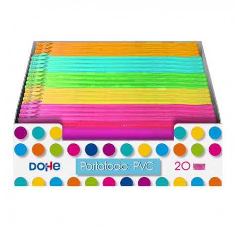 Dohe Expositor de 20 Portatodos Planos de PVC Transparente - Colores Surtidos (20 uds)