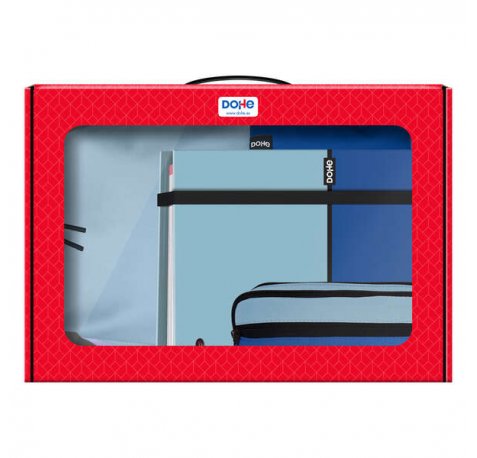 Dohe Pack Mochila, Carpeta y Portatodo Duo - Maletin Regalo 365x515x105mm - Carpeta A4 Recambio - Mochila 3 Compartimentos Grande - Portatodo Triple