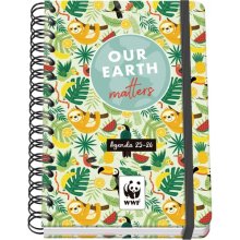 Dohe WWF Tropic Agenda Escolar 25/26 Espiral Wire?o A5 - Semana Vista - Papel 80g/m2 - 4 Hojas de Pegatinas - Cubierta de Carton Plastificado - Cierre con Goma Elastica