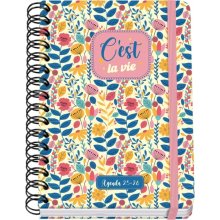 Dohe C´est la Vie Agenda Escolar 25/26 Espiral Wire?o A5 - Semana Vista - Papel 80g/m2 - 4 Hojas de Pegatinas - Cubierta de Carton Plastificado - Cierre con Goma Elastica