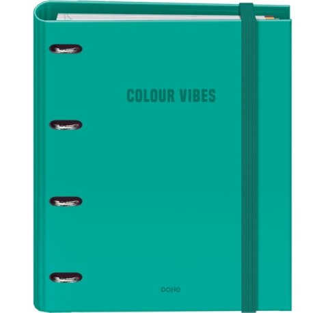 Dohe Colour Vibes Carpeta de 4 Anillas Mixtas de 35mm Recambio 100 Hojas Cuadricula 5mm - Formato A4 - Cierre con Goma - Incluye 4 Separadores y Sobre de Polipropileno - Color Verde