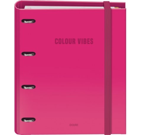 Dohe Colour Vibes Carpeta de 4 Anillas Mixtas de 35mm Recambio 100 Hojas Cuadricula 5mm - Formato A4 - Cierre con Goma - Incluye 4 Separadores y Sobre de Polipropileno - Color Rosa