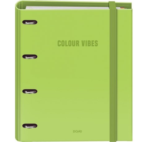Dohe Colour Vibes Carpeta de 4 Anillas Mixtas de 35mm Recambio 100 Hojas Cuadricula 5mm - Formato A4 - Cierre con Goma - Incluye 4 Separadores y Sobre de Polipropileno - Color Verde Lima