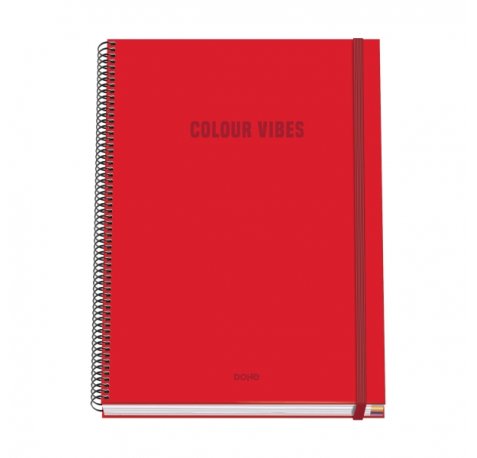 Dohe Colour Vives Cuaderno Espiral A4 100 Hojas Microperforadas Cuadricula 5mm - Tapa Dura Carton Forrado - Cierre de Goma - Bandas de Color - Color Rojo