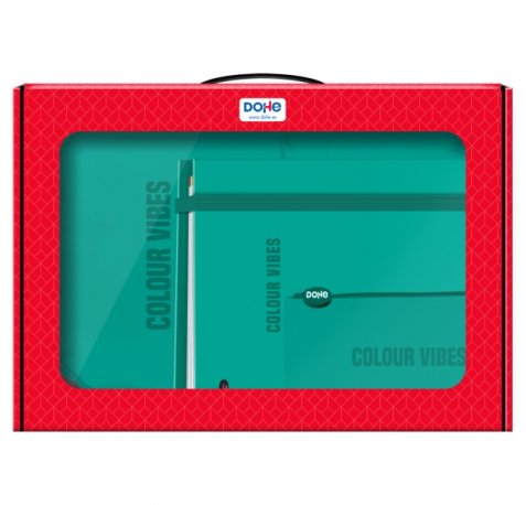 Dohe Colour Vibes Pack de Mochila + Carpeta A4 Recambio + Portatodo Triple - Todo en un Maletin Perfecto para Regalo - Color Verde