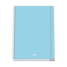 Dohe Serenity Cuaderno Espiral A4 100 Hojas Microperforadas Cuadricula 5mm - Tapa Dura Carton Forrado - Cierre de Goma - Bandas de Color - Color Azul