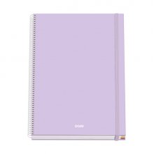Dohe Serenity Cuaderno Espiral A4 100 Hojas Microperforadas Cuadricula 5mm - Tapa Dura Carton Forrado - Cierre de Goma - Bandas de Color - Color Morado