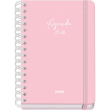 Dohe Serenity Agenda Escolar 25/26 Espiral Wire?o A5 - Semana Vista - Papel 80g/m2 - 4 Hojas de Pegatinas - Cubierta de Carton Plastificado - Cierre con Goma Elastica - Color Rosa