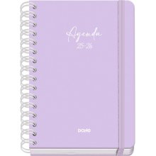 Dohe Serenity Agenda Escolar 25/26 Espiral Wire?o A5 - Semana Vista - Papel 80g/m2 - 4 Hojas de Pegatinas - Cubierta de Carton Plastificado - Cierre con Goma Elastica - Color Morado