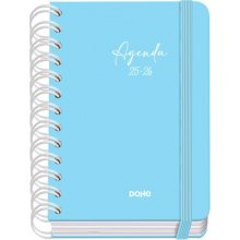 Dohe Serenity Agenda Escolar 25/26 Espiral Wire?o A6 - Dia Pagina - Papel 80g/m2 - 4 Hojas de Pegatinas - Cubierta de Carton Plastificado - Cierre con Goma Elastica - Color Azul
