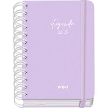 Dohe Serenity Agenda Escolar 25/26 Espiral Wire?o A6 - Dia Pagina - Papel 80g/m2 - 4 Hojas de Pegatinas - Cubierta de Carton Plastificado - Cierre con Goma Elastica - Color Morado
