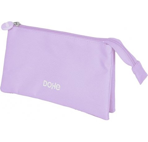 Dohe Serenity Portatodo Triple - Cierre Doble con Cremallera y Tirador de Goma - Color Morado