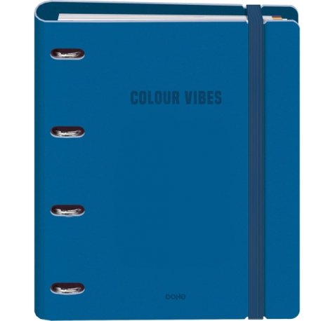 Dohe Colour Vibes Polyfoam Carpeta de 4 Anillas Mixtas de 35mm A4 Recambio 100 Hojas Cuadricula 5mm - Cubierta de Polyfoam 2mm - Cierre con Goma - Incluye 4 Separadores y Sobre de Polipropileno - Color Azul