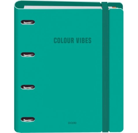 Dohe Colour Vibes Polyfoam Carpeta de 4 Anillas Mixtas de 35mm A4 Recambio 100 Hojas Cuadricula 5mm - Cubierta de Polyfoam 2mm - Cierre con Goma - Incluye 4 Separadores y Sobre de Polipropileno - Color Verde
