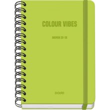 Dohe Colour Vibes Agenda Escolar 25/26 Espiral Wire?o A5 - Semana Vista - Papel 80g/m2 - 4 Hojas de Pegatinas - Cubierta de Carton Plastificado - Cierre con Goma Elastica - Color Verde Lima