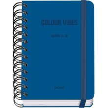 Dohe Colour Vibes Agenda Escolar 25/26 Espiral Wire?o A6 - Dia Pagina - Papel 80g/m2 - 4 Hojas de Pegatinas - Cubierta de Carton Plastificado - Cierre con Goma Elastica - Color Azul