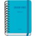 Dohe Colour Vibes Agenda Escolar 25/26 Espiral Wire?o A6 - Dia Pagina - Papel 80g/m2 - 4 Hojas de Pegatinas - Cubierta de Carton Plastificado - Cierre con Goma Elastica - Color Azul Cyan
