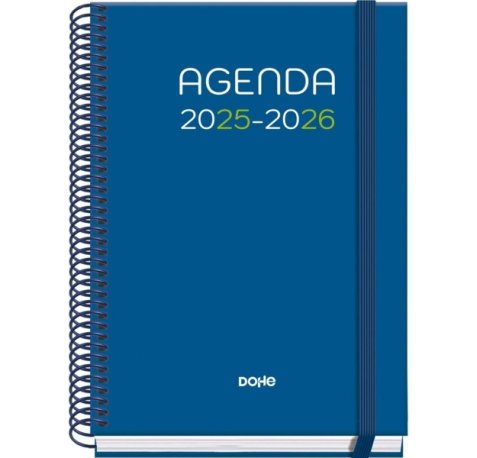 Dohe Logic Agenda Escolar 25/26 Espiral A5 - Semana Vista - Papel 70g/m2 - 4 Hojas de Pegatinas - Cubierta de Carton Plastificado - Cierre con Goma Elastica