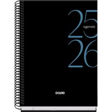 Dohe System Agenda Escolar 25/26 Espiral A5 - Semana Vista - Papel 70g/m2 - Cubierta de Carton Plastificado - Color Negro (10 uds)