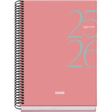 Dohe System Agenda Escolar 25/26 Espiral A5 - Dia Pagina - Papel 70g/m2 - Cubierta de Carton Plastificado - Color Rosa (10 uds)