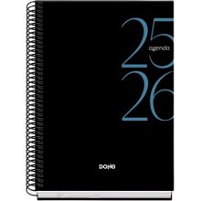 Dohe System Agenda Escolar 25/26 Espiral A5 - Dia Pagina - Papel 70g/m2 - Cubierta de Carton Plastificado - Color Negro (10 uds)