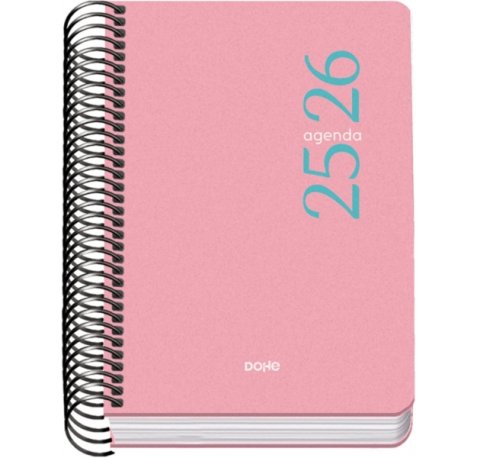 Dohe Esencial Agenda Escolar 25/26 Espiral A6 - Dia Pagina - Papel 70g/m2 - Cubierta en Polipropileno - Color Rosa (10 uds)