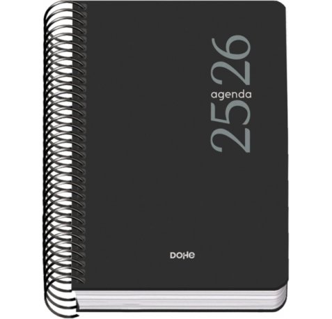 Dohe Esencial Agenda Escolar 25/26 Espiral A6 - Dia Pagina - Papel 70g/m2 - Cubierta en Polipropileno - Color Negro (10 uds)