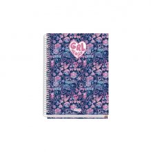 Dohe Girl Power Cuaderno de Espiral Metalica - Formato A5 - 100 Hojas Offset de 90g - 5x5mm - Microperforadas - Banda de Color - Tapa Dura Plastificada - 16x21x2cm - Multicolor