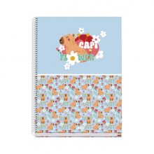 Dohe Capi Flower Cuaderno de Espiral Metalica - Formato A4 - 100 Hojas Offset de 90g - 5x5mm - Microperforadas - Banda de Color - Tapa Dura Plastificada - 23x30x2cm - Multicolor