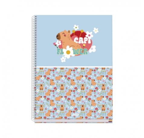 Dohe Capi Flower Cuaderno de Espiral Metalica - Formato A4 - 100 Hojas Offset de 90g - 5x5mm - Microperforadas - Banda de Color - Tapa Dura Plastificada - 23x30x2cm - Multicolor