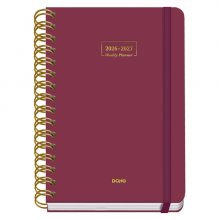 Dohe Premium Agenda Escolar 26/27 - Formato A5 - Semana Vista - Papel Offset Ahuesado 80g - Cubierta de Carton Plastificado - Espiral Metalica Doble - Goma - 15x21x2cm - Color Burdeos