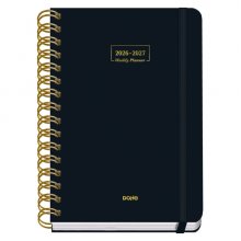 Dohe Premium Agenda Escolar 26/27 - Formato A5 - Dia Pagina - Papel Offset Ahuesado 80g - Cubierta de Carton Plastificado - Espiral Metalica Doble - Goma - 15x21x4cm - Color Negro