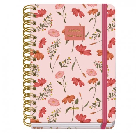 Dohe Premium Belle Agenda Escolar 26/27 - Formato A5 - Dia Pagina - Papel Offset Ahuesado 80g - Cubierta de Carton Plastificado - Espiral Metalica Doble - Goma - 15x21x4cm - Multicolor