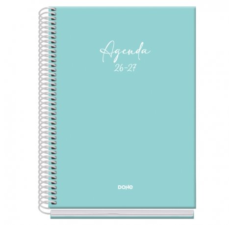 Dohe Basic Serenity Agenda Escolar 26/27 - Formato A5 - Semana Vista - Papel Offset Ahuesado 70g - Cubierta de Carton Plastificado - Espiral Metalica - Goma - 15x21x2cm - Color Verde