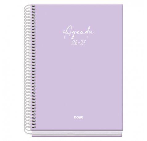 Dohe Basic Serenity Agenda Escolar 26/27 - Formato A5 - Semana Vista - Papel Offset Ahuesado 70g - Cubierta de Carton Plastificado - Espiral Metalica - Goma - 15x21x2cm - Color Morado