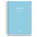 Dohe Basic Serenity Agenda Escolar 26/27 - Formato A5 - Dia Pagina - Papel Offset Ahuesado 70g - Cubierta de Carton Plastificado - Espiral Metalica - Goma - 15x21x4cm - Color Azul