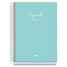 Dohe Basic Serenity Agenda Escolar 26/27 - Formato A5 - Dia Pagina - Papel Offset Ahuesado 70g - Cubierta de Carton Plastificado - Espiral Metalica - Goma - 15x21x4cm - Color Verde