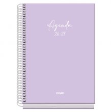 Dohe Basic Serenity Agenda Escolar 26/27 - Formato A5 - Dia Pagina - Papel Offset Ahuesado 70g - Cubierta de Carton Plastificado - Espiral - Goma - 15x21x4cm - Color Morado