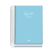 Dohe Basic Serenity Agenda Escolar 26/27 - Formato A6 - Dia Pagina - Papel Offset Ahuesado 70g - Cubierta de Carton Plastificado - Espiral - Goma - 12x17x3cm - Color Azul
